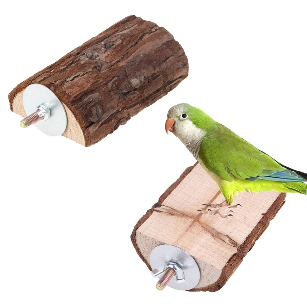 Image showcasing Natural Wooden Bird Cage Perches For Parrots Safe Play Stand For ...
