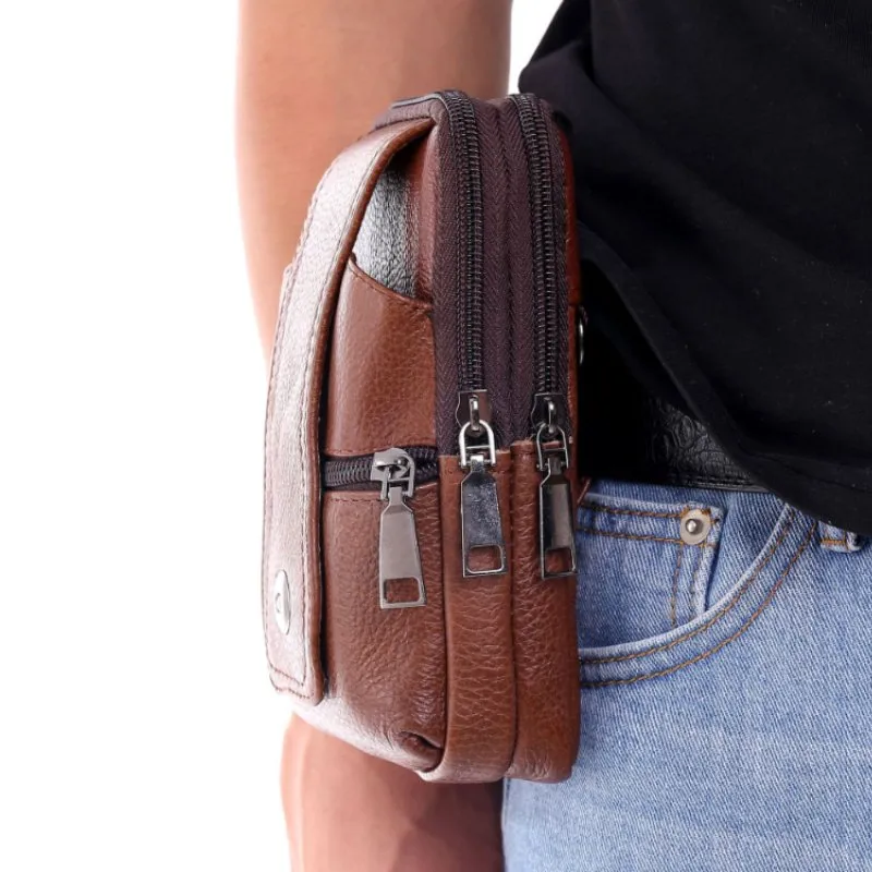 DHgate.com:Luxurious Brown Leather Mens Waist Bag: Spacious