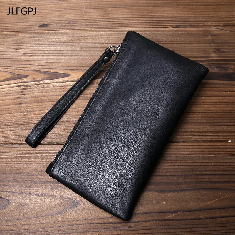 Save Big on Bulk Mens Zipper Wallet Leather Mens Zipper Wallet Leather  Handmade Cowhide Long Handbag With Thin Zipper Best Deals on DHgate