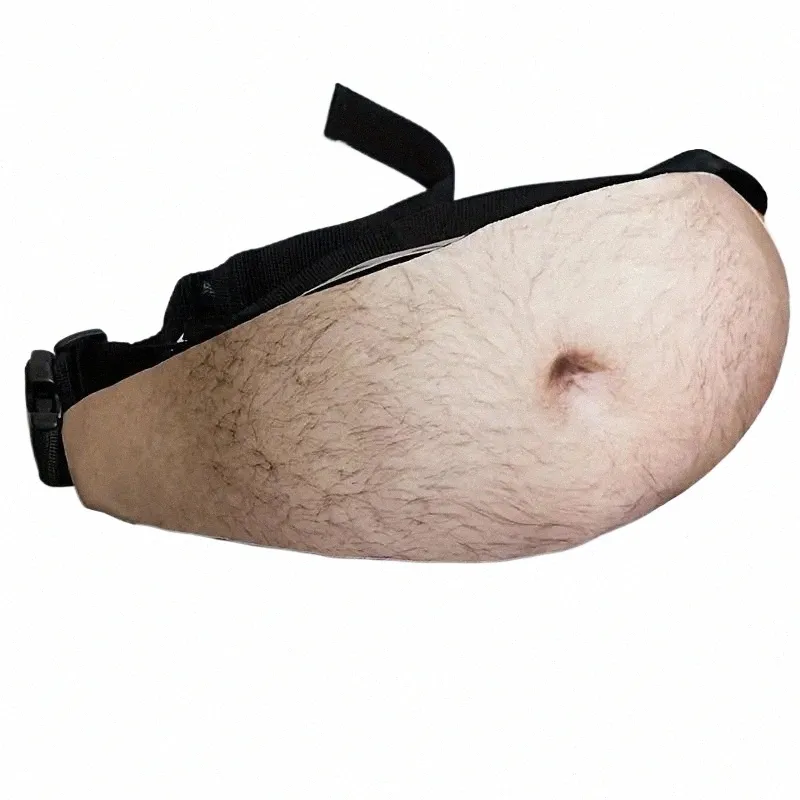 Funny Dad Bod Fanny Pack Novelty Beer Belly Waist Bag for Women Men,  Creative Travel Pouch, Gag Gift, Adjustable Belt