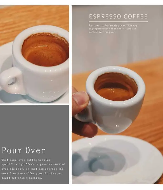 Ensemble De 6 Tasses à Expresso Italiennes 60 Ml Avec Soucoupes – Céramique Épaisse Professionnelle 9 Mm, Idéal Pour Cappuccino, Latte Et Café Authentique