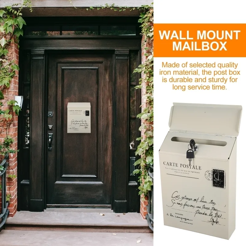 Decorative Mailboxes, Lockable Mailbox With Post: Wall Mounted Metal ...