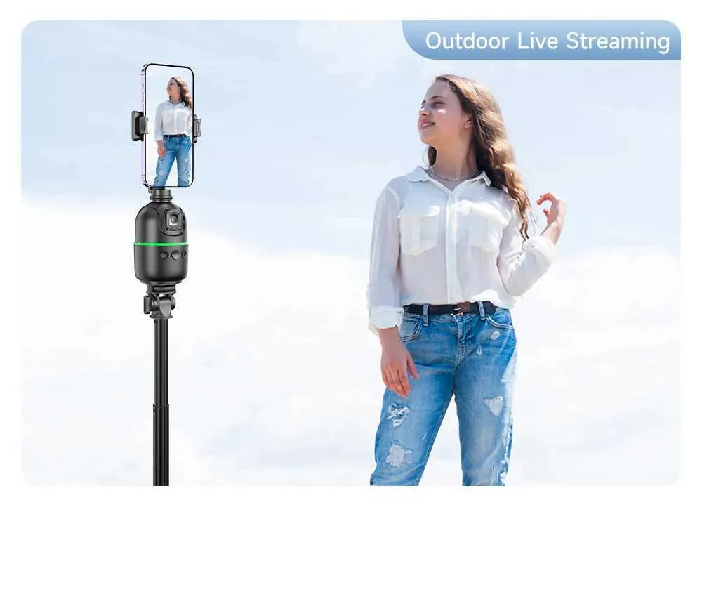 AI Tracking Gimbal Stabilizer Smartphone/CameraDesktop Cell Phone Holder360Rotation Selfie Stick Tripod For Video Photo_voghion.com
