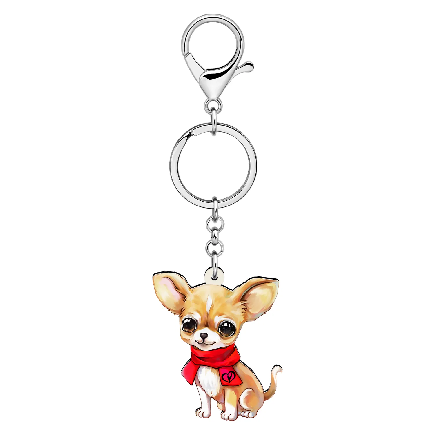 BONSNY Orange Chihuahua Dog cute keychains Acrylic Christmas