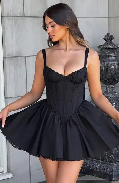 Flowy Sleeveless Cami white dress with V-Neck Back and Big Bow for 