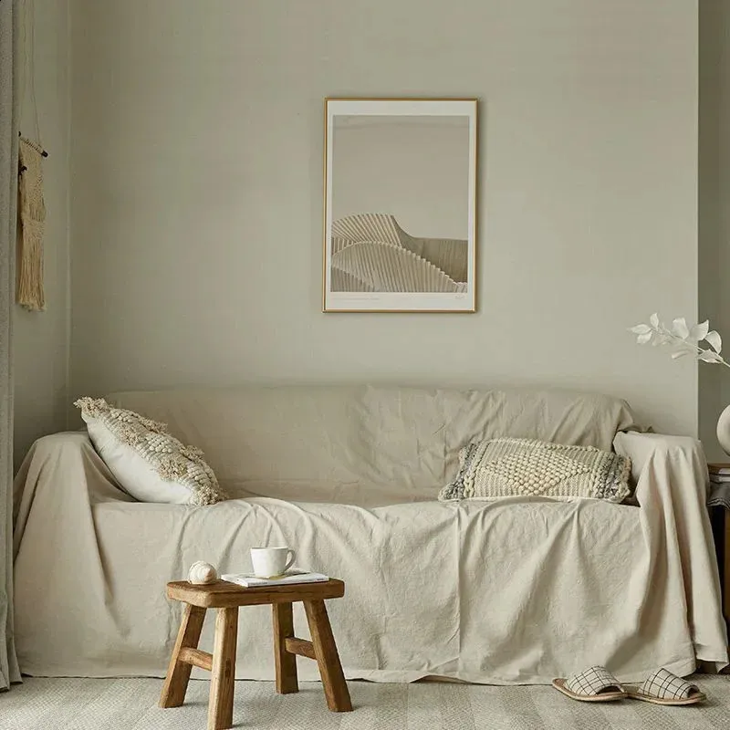 Premium Cotton Sofa Cover: Breathable, Farmhouse Style Slipcover for Pets  Shop Now!