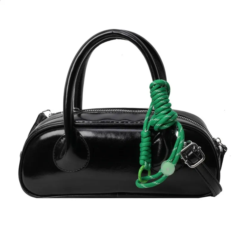 Black Mini Vintage Y2K PU Shoulder Bag with Zipper Closure for
