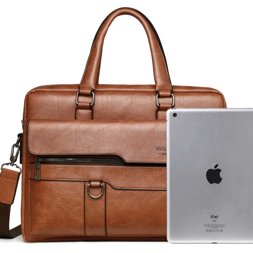 High Quality PU Leather Men s laptop and notebook bag for Business and Office Famous Brand Shoulder Messenger Handbag with 14 Laptop Compartment