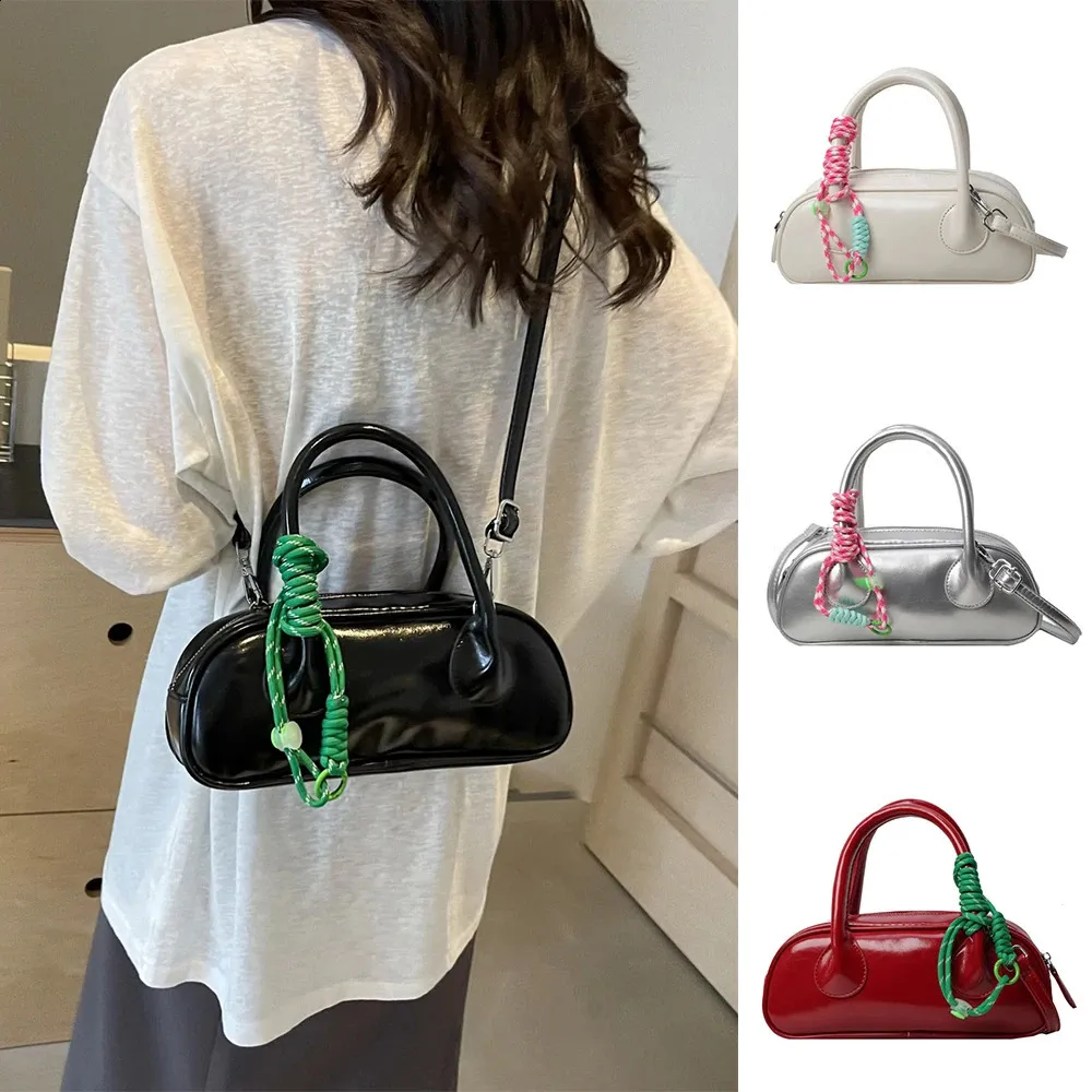 Black Mini Vintage Y2K PU Shoulder Bag with Zipper Closure for