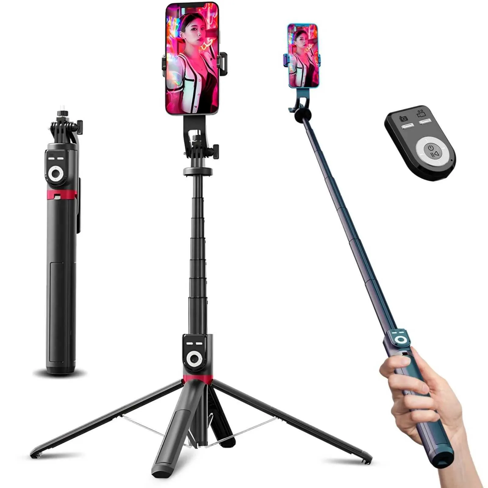 thumbnail image 2 of Selfie Stick Magnetic CloudValley Magnetic Mini Selfie Stick Tripod, 4-in-1 Pocket Size Phone Tripod With 360° Rotation, Detachable Bluetooth Remote, Foldable Handle Grip... Magnetic Selfie Stick Tripod 2 of 13