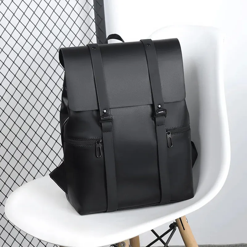 PU Leather Laptop Backpack,Vintage Travel Rucksack for College,Large Vintage PU Leather Laptop Backpack - College Travel - HuaChen main image 3
