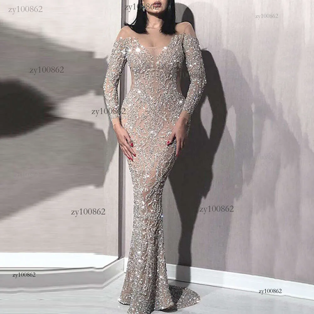 Evening Gowns Bling Prom Dresses 2019 Strapless Mermaid Sequined Prom Dress,  Long Sleeve, Formal Evening Gown