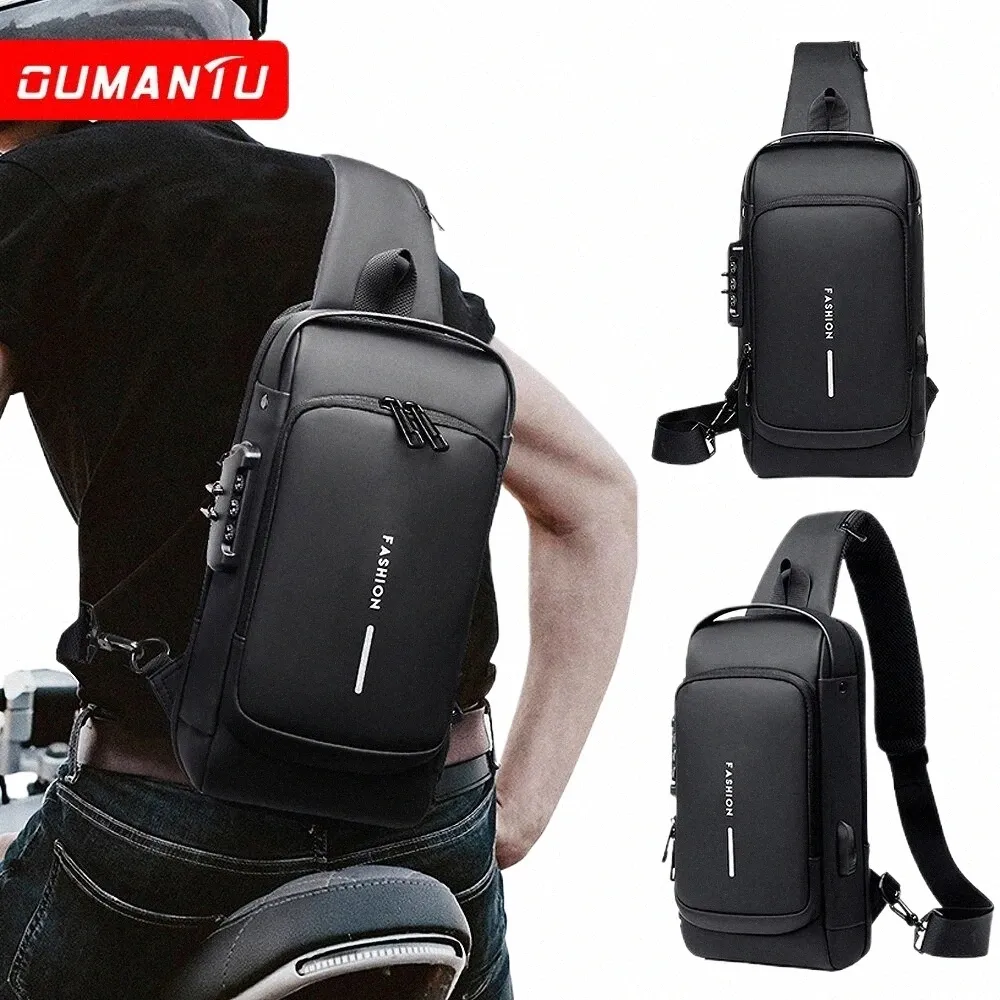 Stylish USB Crossbody Sling Bag - Waterproof, Anti-Theft Lock, Multiple Compartments - Great For Travel & Daily Use (Black & Bronze)