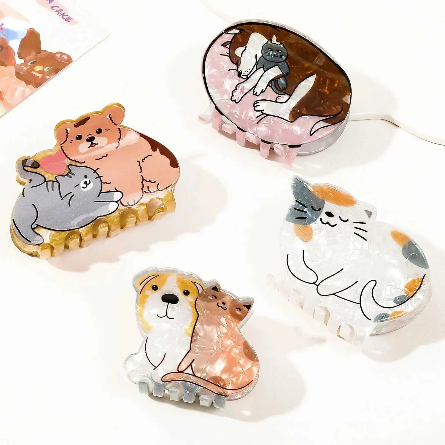 6-Piece Cat Hair Claw Clips Set Cute Animal Barrettes for Women Crowye 8 Pcs Cute Cat Hair Clips - Mini Claw Clips for Girls  main image 2