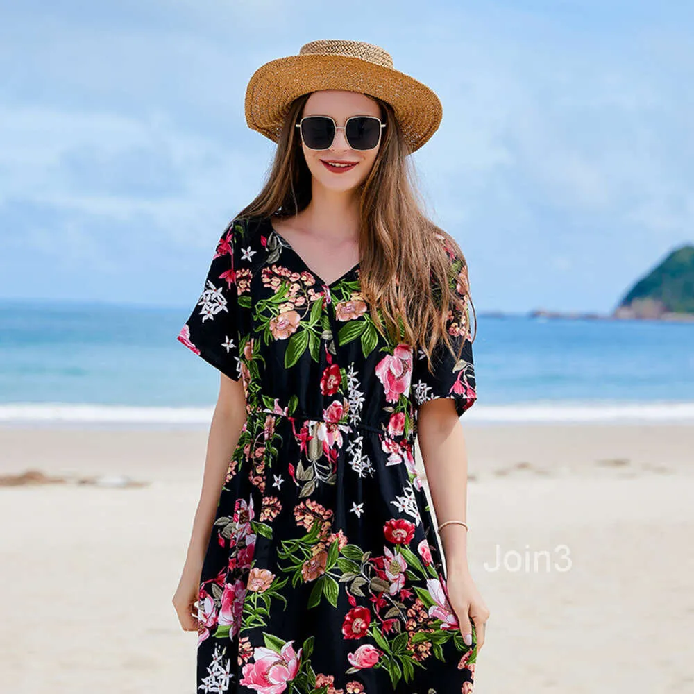Australian Loose Plus Size V Neck Long Dress Beach Vacation Slit Dress With  Fairy Print From Join3, $17.17 In Bulk | DHgate.Com
