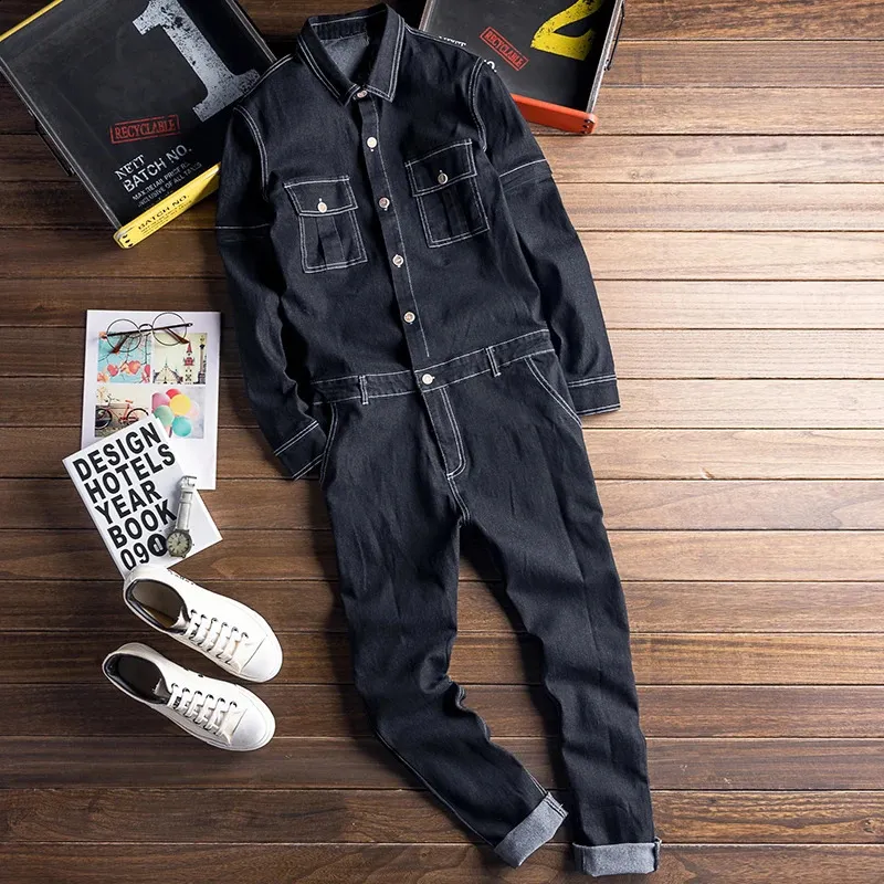 Black Embryo Cowboy Jumpsuit: Mens Detachable Long Sleeve Black Embryo Cowboy Jumpsuit: Mens Detachable Long Sleeve