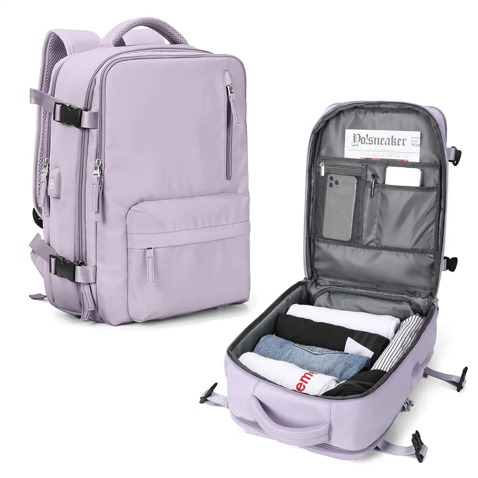 〽️Women Trendy Carry On Backpack Multicolor with Shoe Pouch & USB Charging Port TEVOG_5.22_Best-Backpacks.jpg main image 2