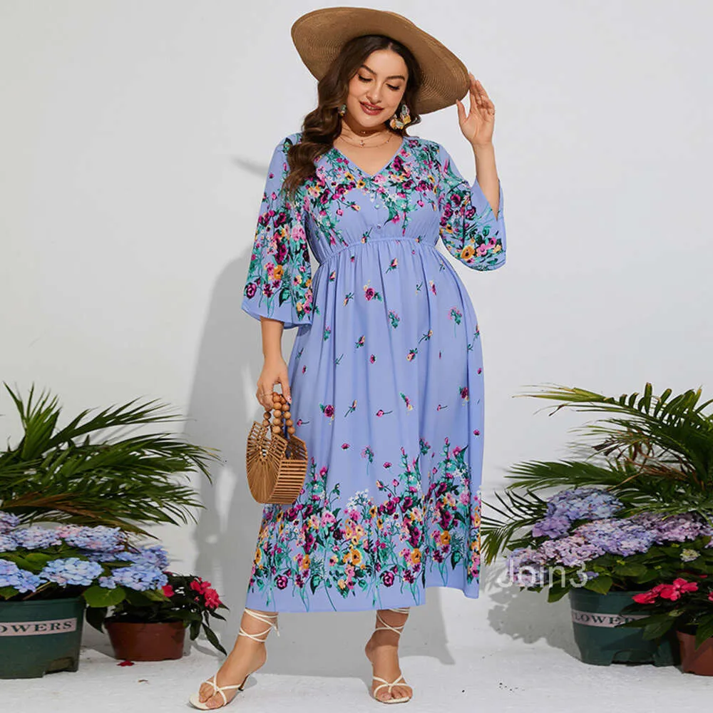 Plus Size Floral Chiffon Maxi Dress - Flowy Long Spring Dress with Elastic  Waist, Shop Now! from Dhgate Basic & Casual Dresses - price 32.17