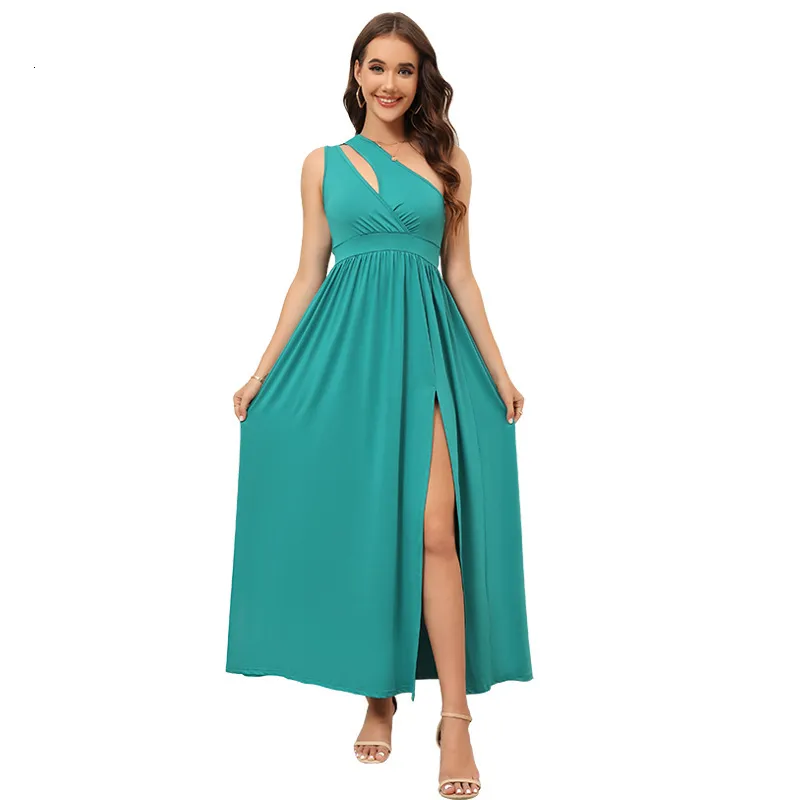 F727#35 Womens High Waisted Slit Dress Backless Sleeveless Solid Color Long  Skirt With Sloping Shoulders From Ddmymarket, $27.22