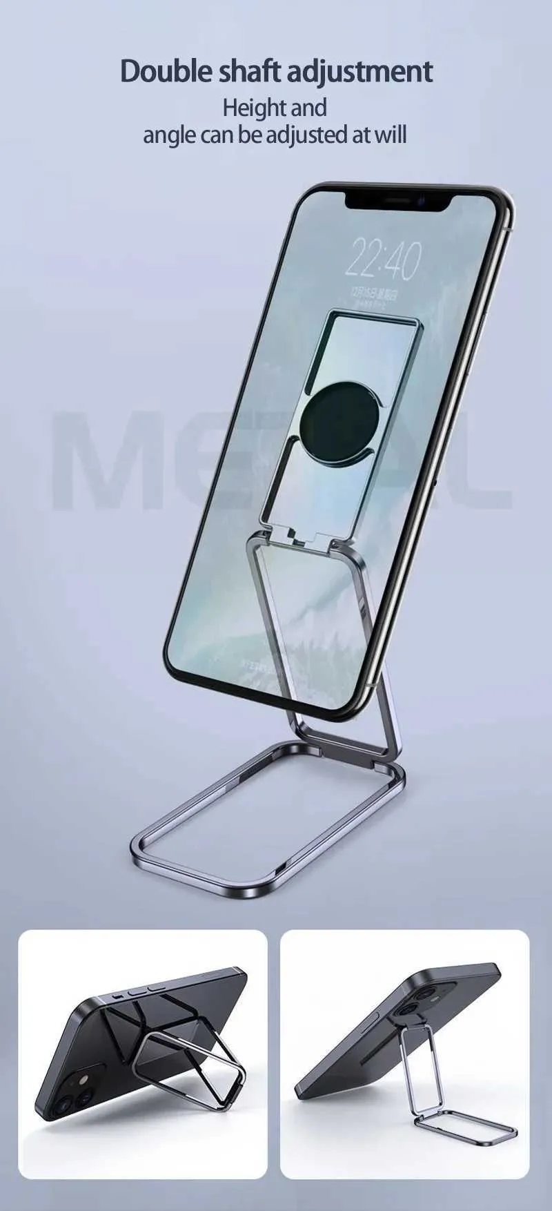 Supporto da tavolo retrattile con fibbia ad anello pieghevole, supporto magnetico in metallo per auto, supporto per telefono cellulare M240725_voghion.com