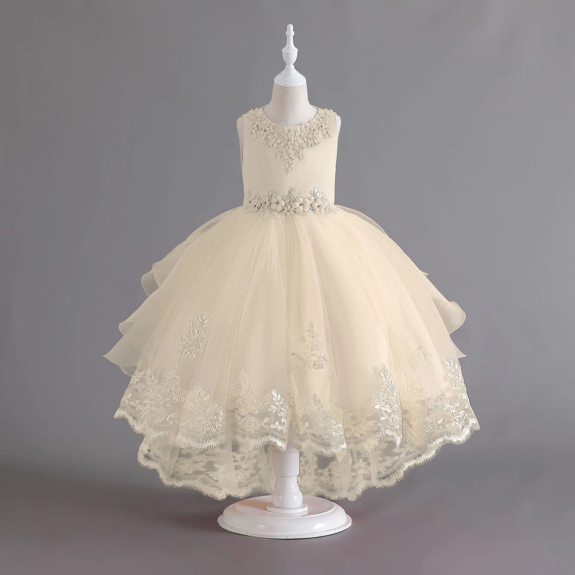 green emerald velvet dress 3209 Wing Sleeve Junior Bridesmaid Dress Size 9-10 / Ivory main image 0
