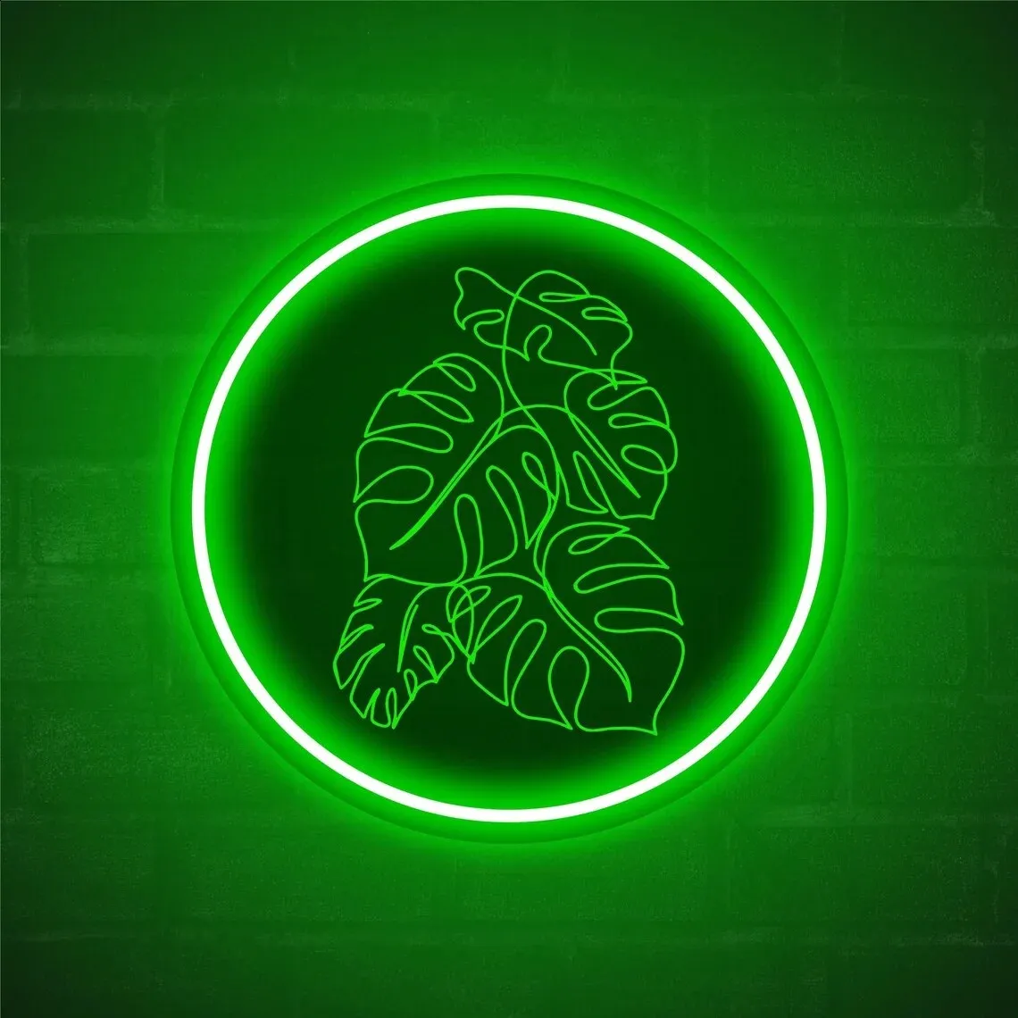 monstera neon Monstera Neon Light Green Leaves Led Sign