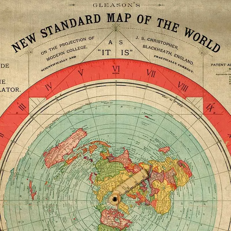 Impresión Artística De Pared De Tierra Plana: Póster Vintage En Lienzo ...