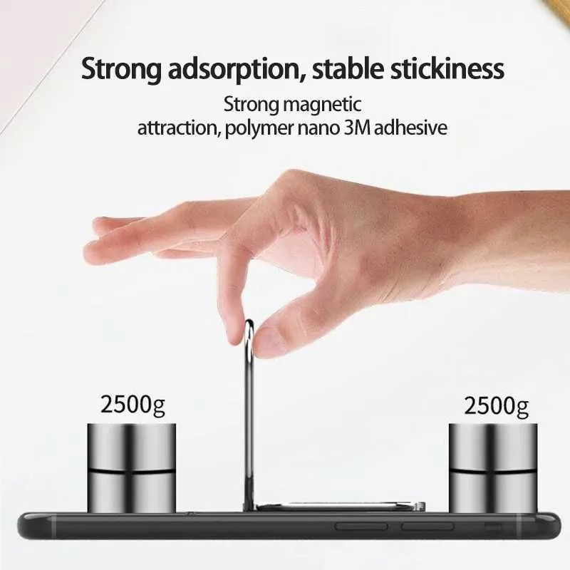 Supporto da tavolo retrattile con fibbia ad anello pieghevole, supporto magnetico in metallo per auto, supporto per telefono cellulare M240725_voghion.com