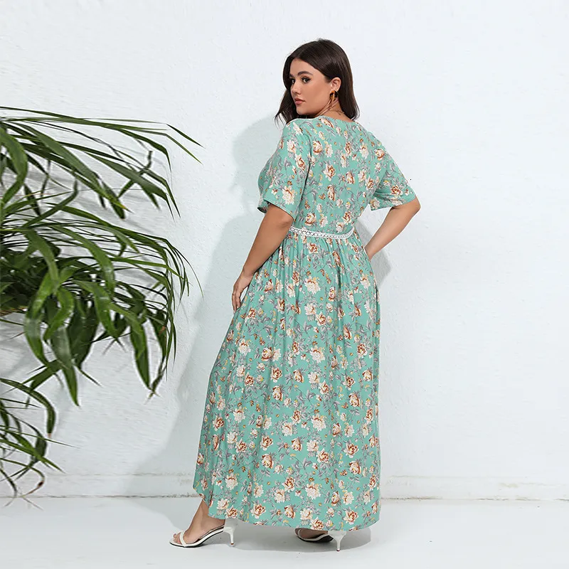 knee length dresses for ladies Aconiconi Light French Loose Slouchy Lace Balloon Sleeve Dress main image 1
