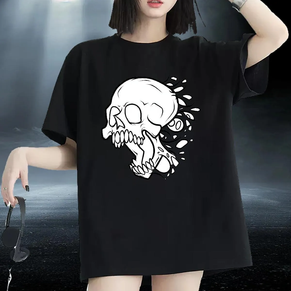 Camiseta De Algodón Informal De Mujeres: Cuello De La Tripulación