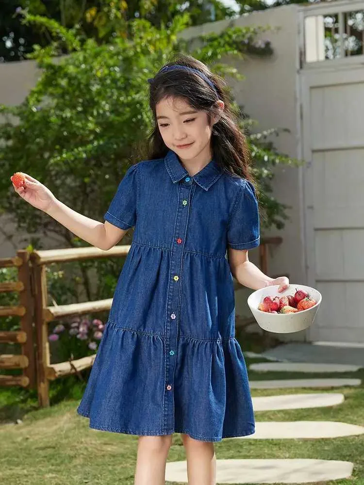 cotton denim dress Blue Thread Embroidered Cotton Denim Dress