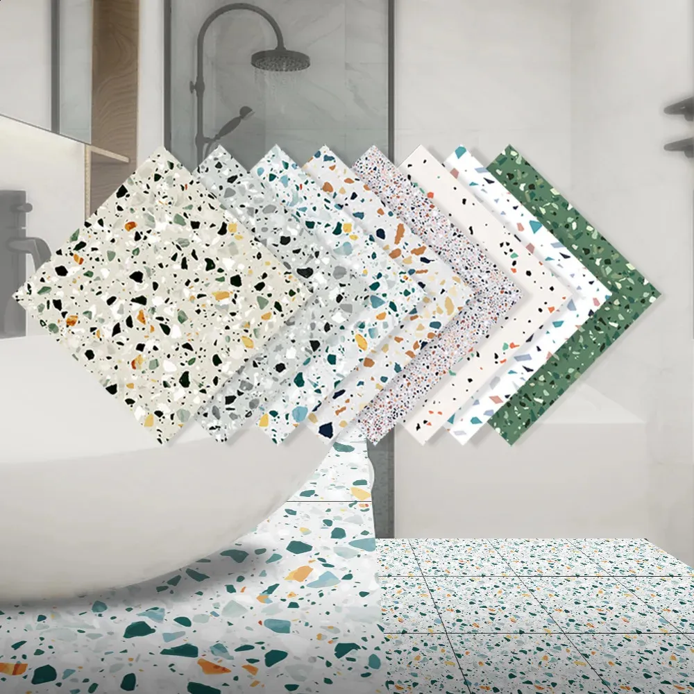 Matte Terrazzo Floor Stickers, Waterproof Self Adhesive Wallpaper For ...