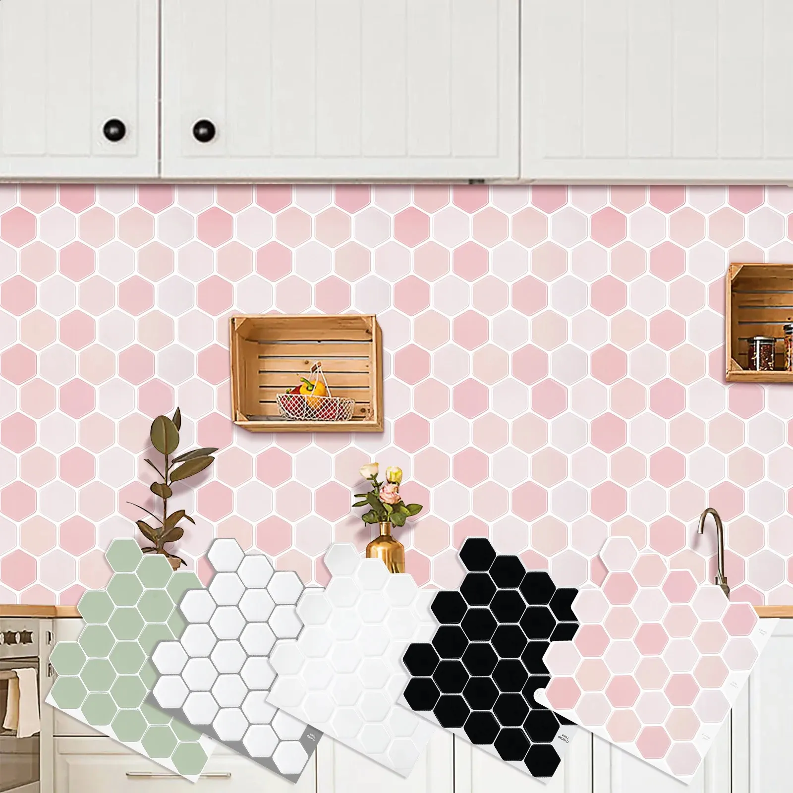 Modern Hexagon Wall Tiles: 3D Vinyl Peel and Stick, Waterproof, Easy ...