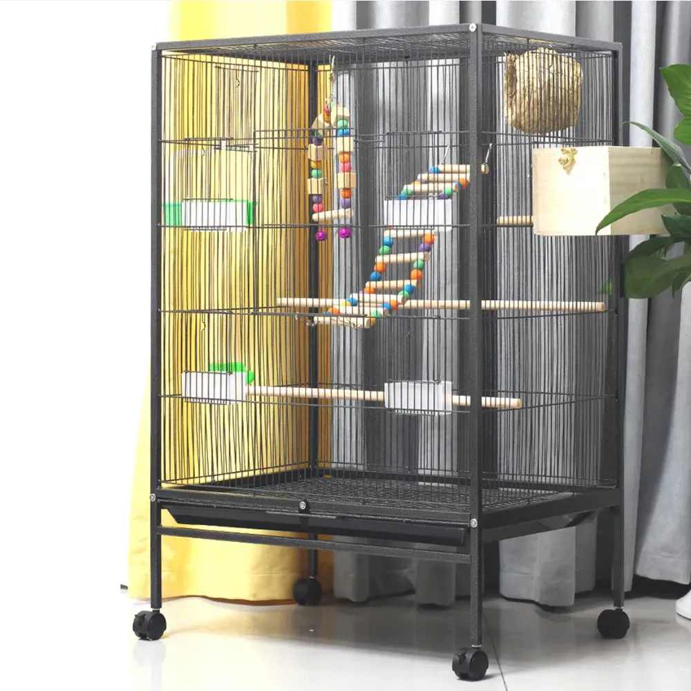 View of Large Metal Bird Cage Lanai Cost With Wood Stand For Lovebird ...