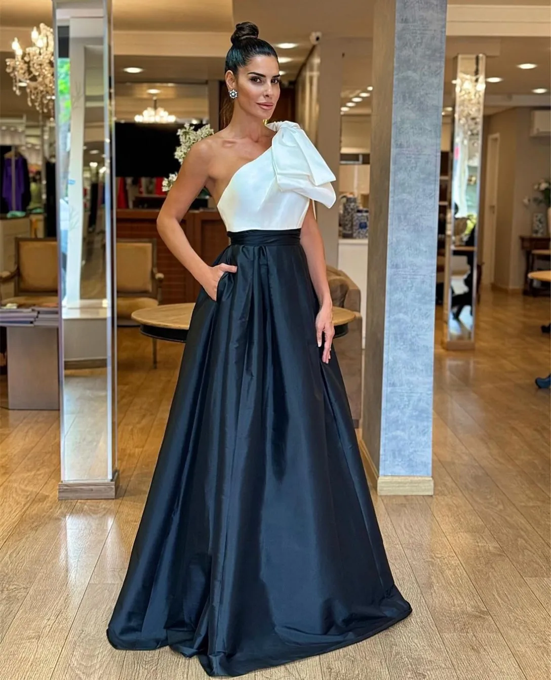 Black&White A-line Long Prom Dress, Tulle Long Evening Party Dress 2019 Black&White A-line Long Prom Dress, Tulle Long Evening Party Dress 2019