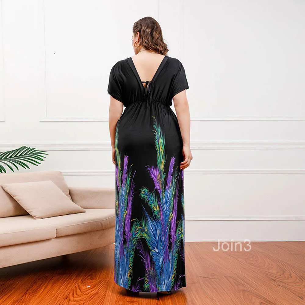 Bohemian plus size medium-length chiffon summer dress with V-collar and  short sleeves from Dhgate Basic & Casual Dresses - price 27.14