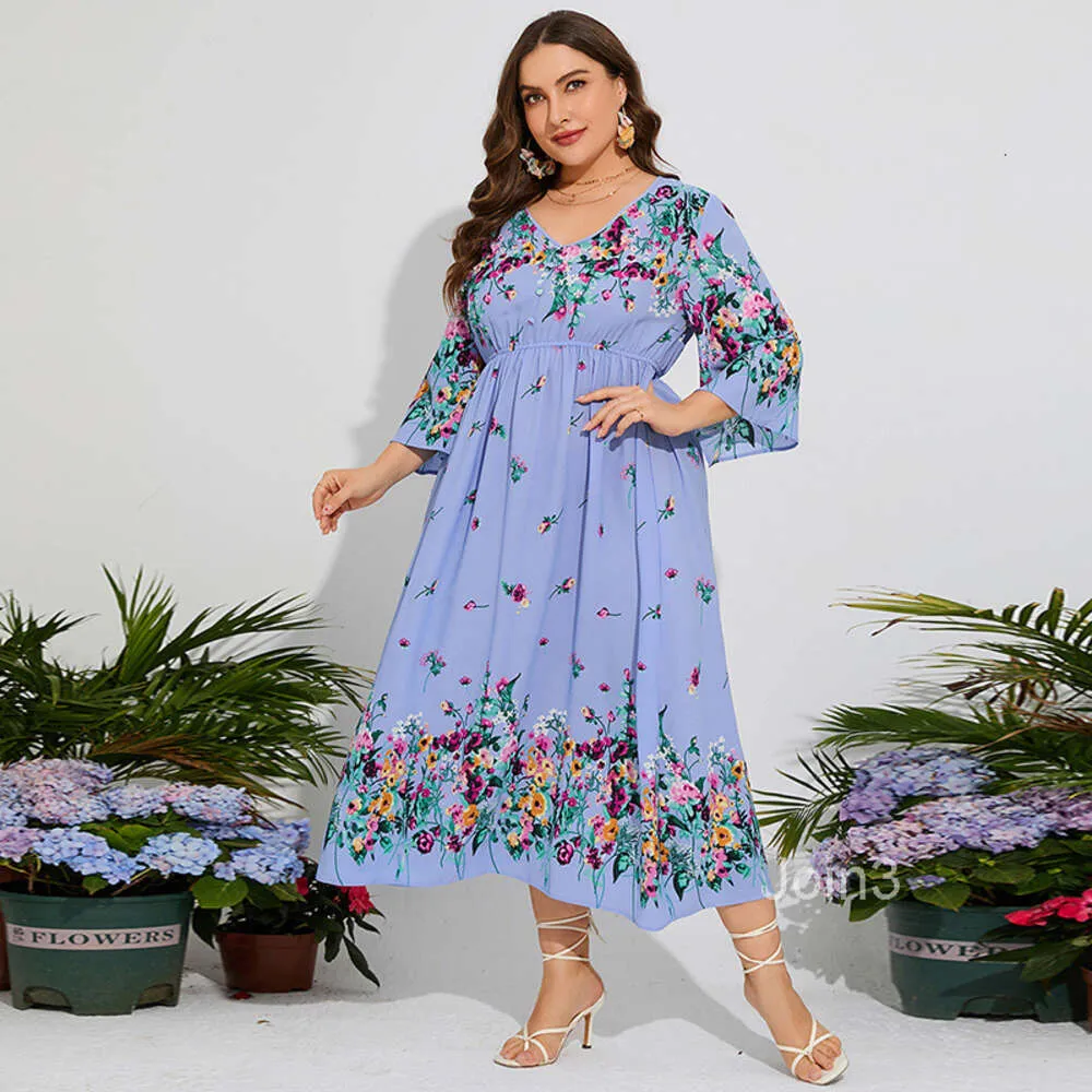 Plus Size Floral Chiffon Maxi Dress - Flowy Long Spring Dress with Elastic  Waist, Shop Now! from Dhgate Basic & Casual Dresses - price 32.17
