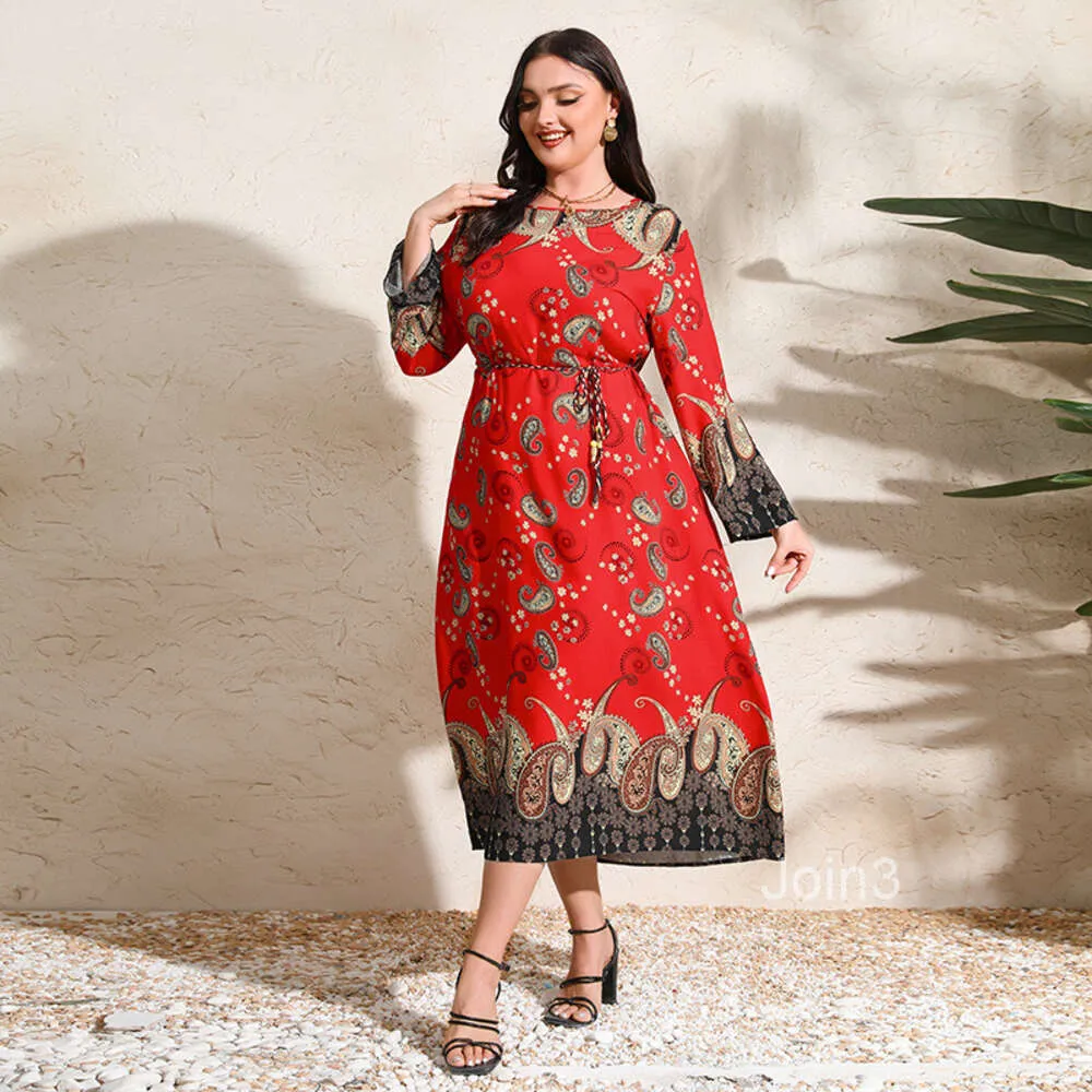Ethnic Print Dress Plus Size Pleated Long Skirt, Womens Long Sleeve Paisley  Maxi Dress Lightweight Fall Fashion From Join3, $20.81 In Bulk | DHgate.Com