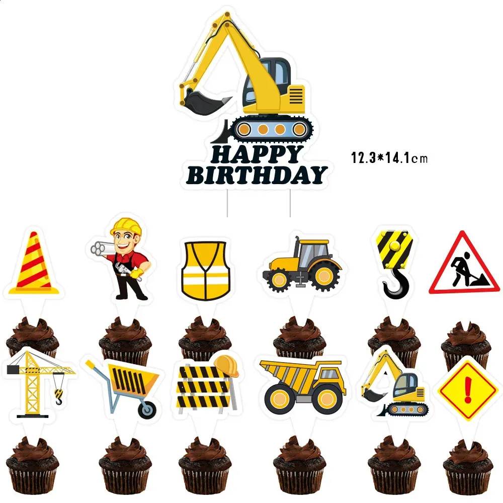 A Set Of Construction Vehicle Banners, Birthday Party Supplies - Dump Truck Party Decorations, Excavator Themed Party Decorations, Happy Birthday Flags Birthday Banners  Birthday Celebrations G 601100130680248