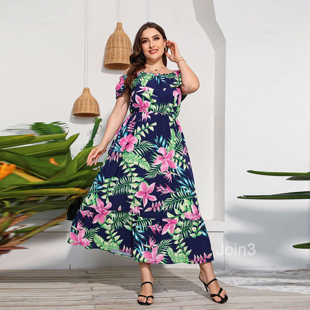 Blue Straps A-Line Printed Long Beach Dress Vacation Dress, DP4304 main image 0