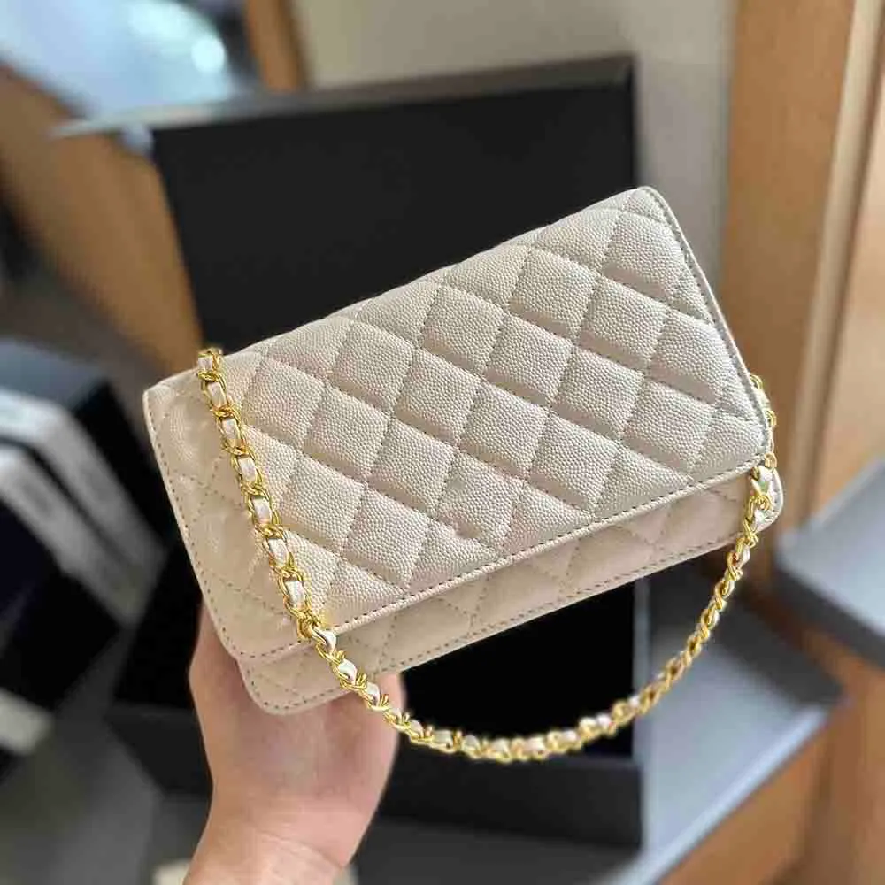 Designer Womens Flap Shoulder Bag With Caviar Cowhide