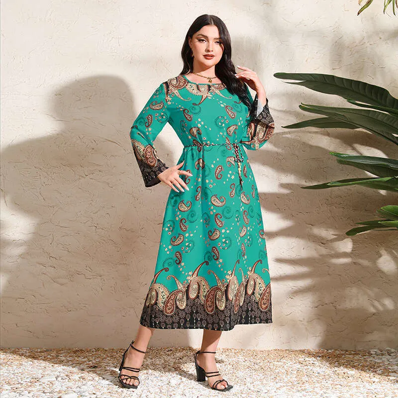 white christmas dresses Ahalyaa Abstract Printed Gotta Patti Puff Sleeves Chiffon Maxi Ethnic Dress main image 0
