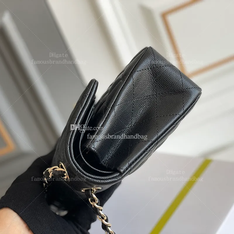 DHgate.com:Caviar Leather Flap Shoulder Bag with Chain Strap