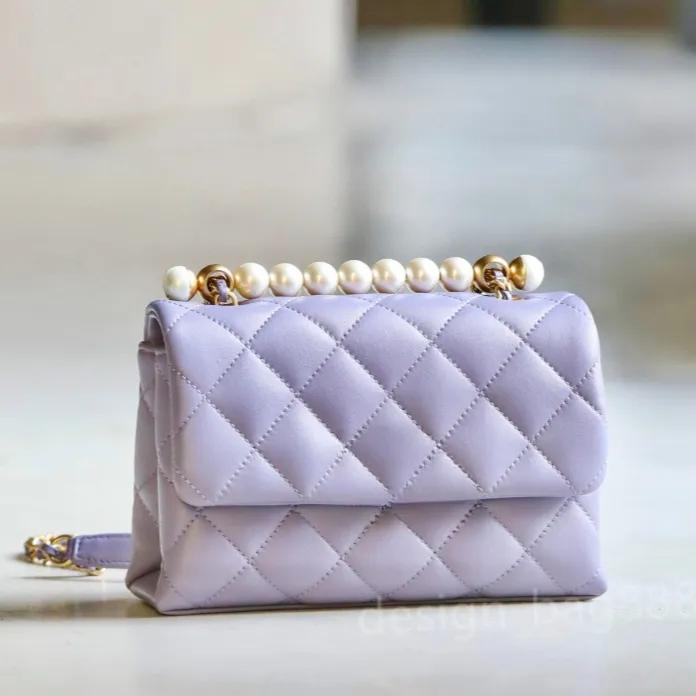 Purple Designer Chain Bag Leather Handbags Purple Designer