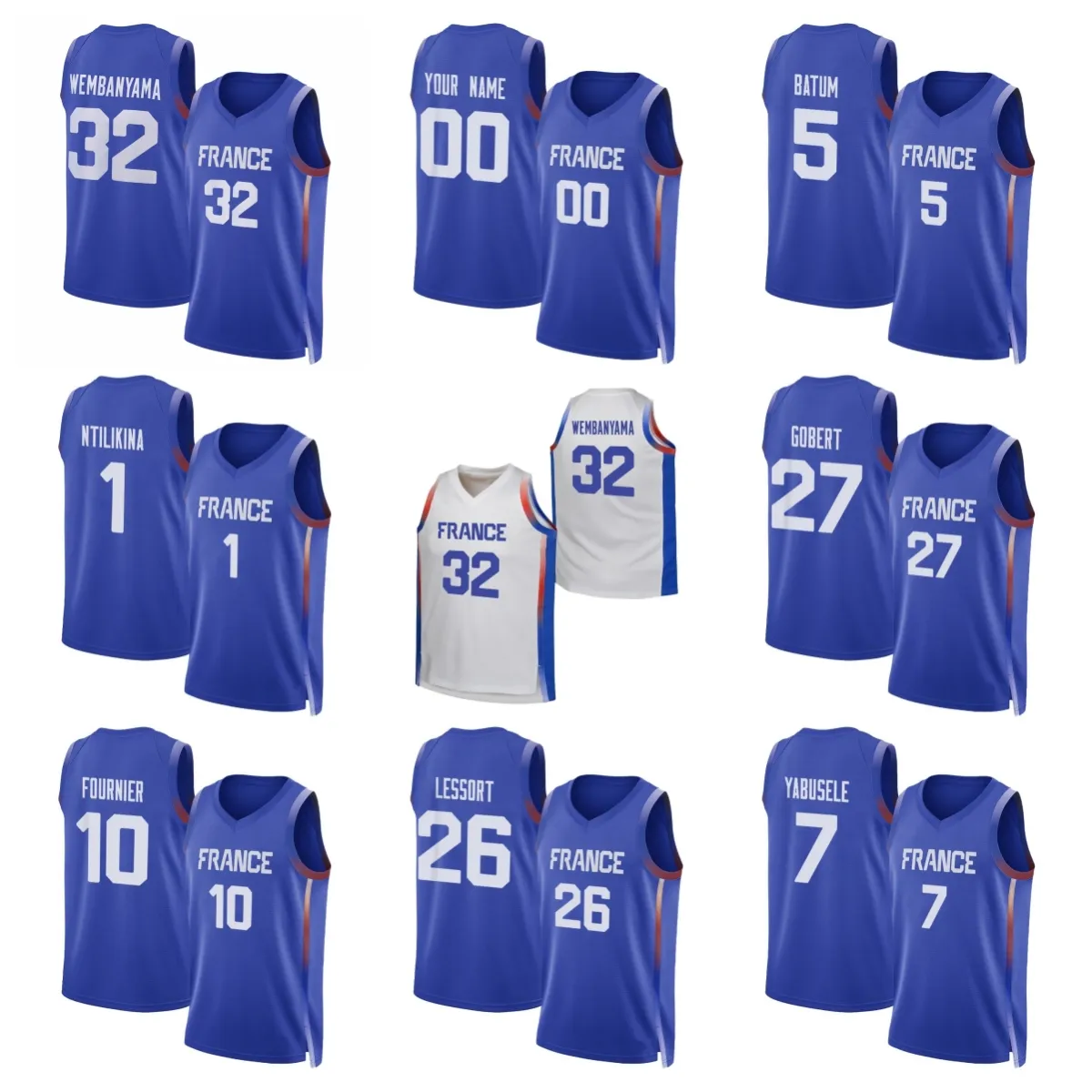 French Basketball Jersey 2024 Victor Wembanyama Nicolas Batum