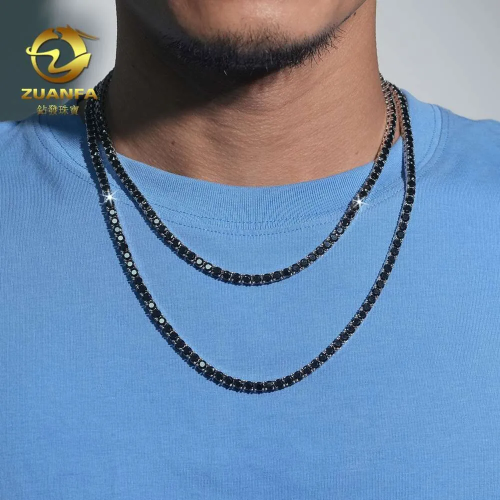 Black Diamond Tennis Chain Row Diamond Chain Luxury Black