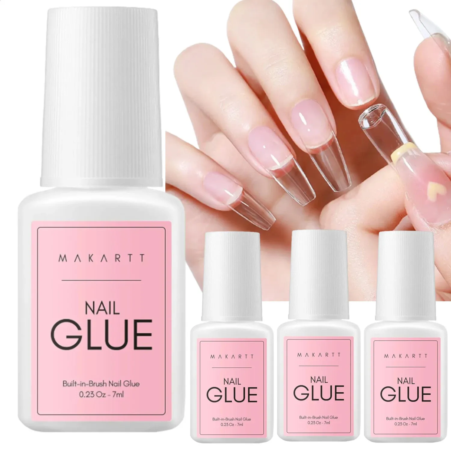 Makartt Super Strong Acrylic Tips with Super Glue On Nail Base Gel for ...