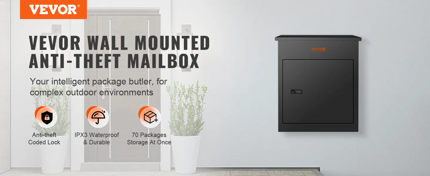 Anti Theft Wall Mounted Mailbox With IPX3 Waterproof Lockable Storage ...
