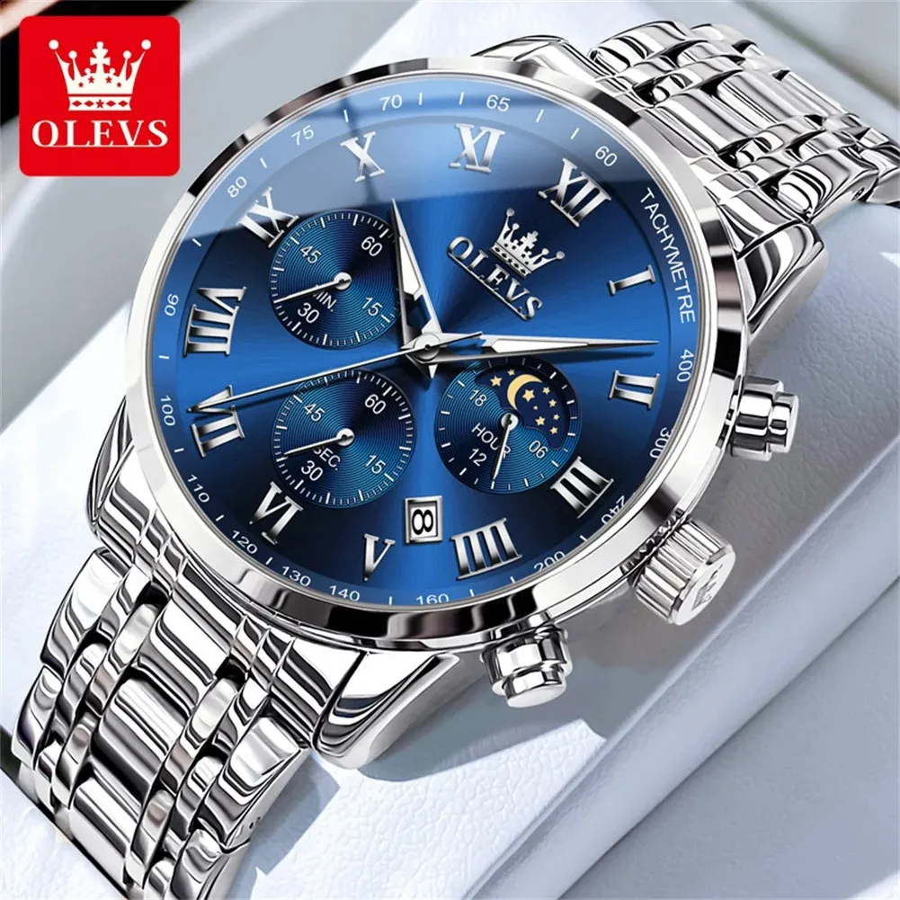 Olevs blue dial watch hotsell