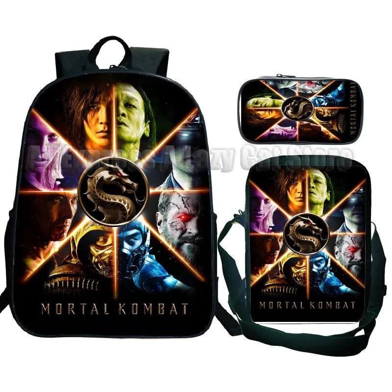 Mortal Kombat Backpack Set 3 Cartoon Back To School Backpacks For Boys And Girls Anime Design Unisex Travel Rucksack And Kids Ruggage From Compactcrossbody 37.8 DHgate.Com